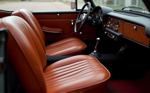 Luxurious restored leather interior of a classic car